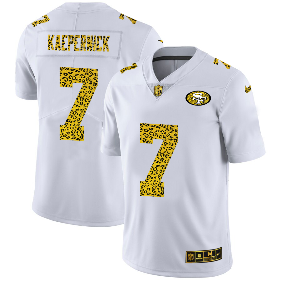 San Francisco 49ers #7 Colin Kaepernick Men Nike Flocked Leopard Print Vapor Limited NFL Jersey White->san francisco 49ers->NFL Jersey